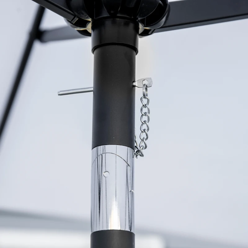 Outsunny Umbrela de soare de gradina basculabila dubla cu deschidere cu manivela, copertina cu orificii cu ventilatie si 12 nervuri, 295x152x222cm, alb