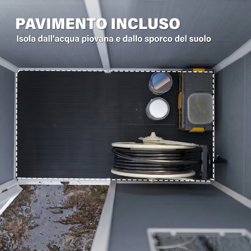 Outsunny Casetta da Giardino Porta Attrezzi con Porta Bloccabile, Finestra e Presa d'Aria, Grigio