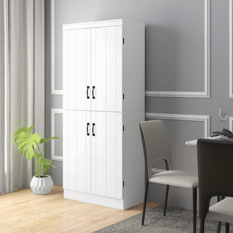 HOMCOM Armoire de cuisine buffet de salle à manger avec 4 portes 6 étagères de rangement style moderne 76 x 40 x 177 cm blanc
