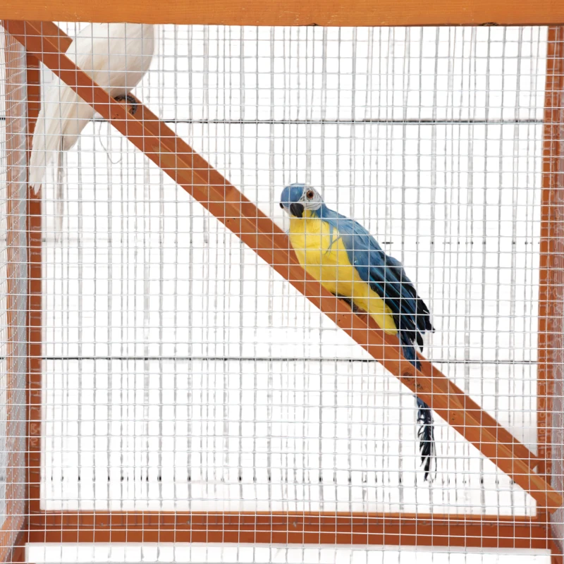 PawHut Cotet pentru Păsări Exterior din Lemn cu 2 Uși și Tava Extensibilă 68×63×165 cm