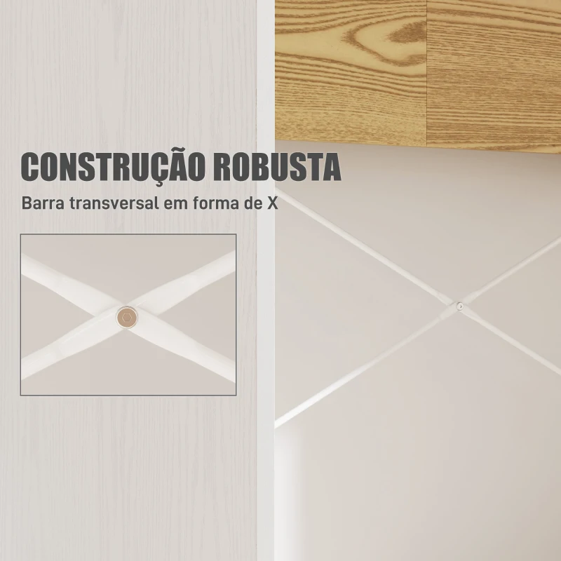 HOMCOM Secretária 110x50x102,6 cm Mesa de Escritório com 2 Compartimentos Abertos e Prateleira Branco e Madeira
