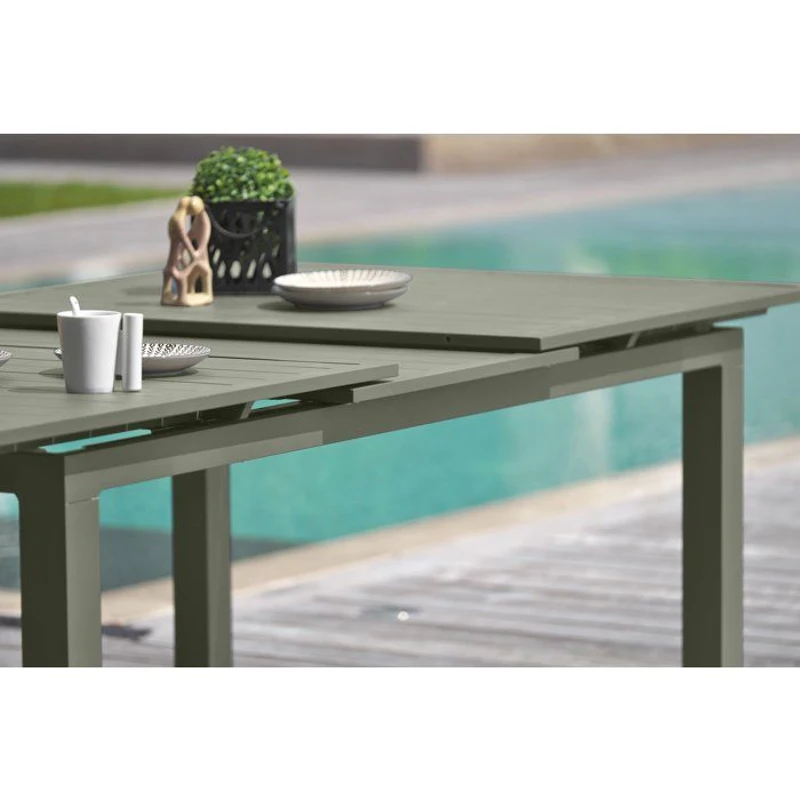 Table de jardin - Kaki - Aluminium - 180/240 x 100 cm - Miami
