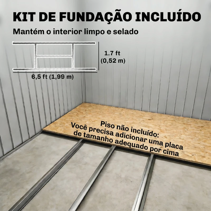 Outsunny Abrigo de Jardim 213x130x172 cm Abrigo de Exterior de Aço Galvanizado com Porta Corredeira para Armazenamento Cinza Claro