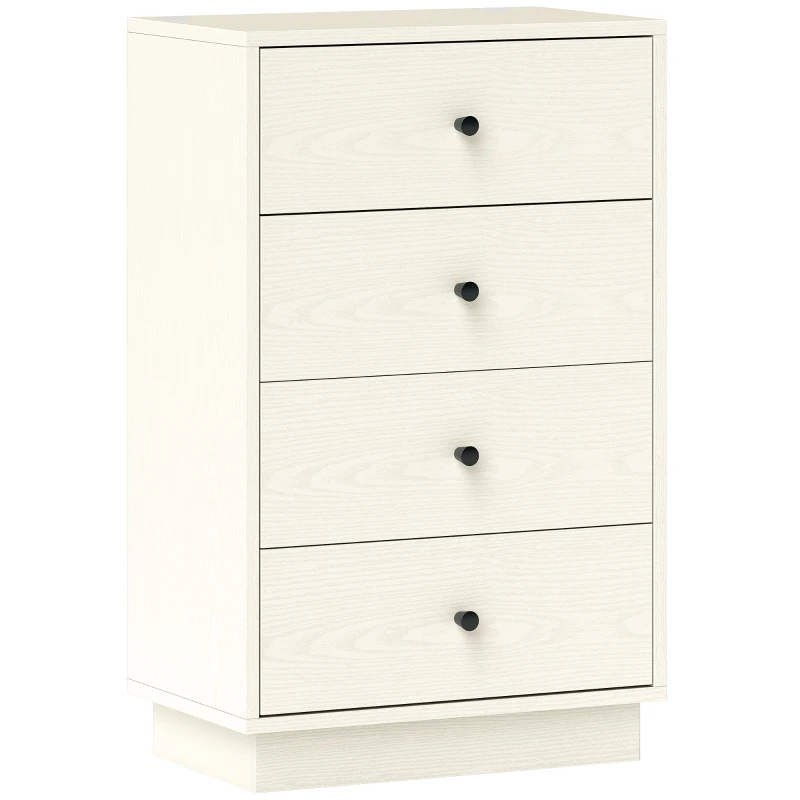 HOMCOM Commode 4 tiroirs moderne, meuble de rangement pour chambre à coucher, salon, entrée, 47 x 29 x 75 cm, crème