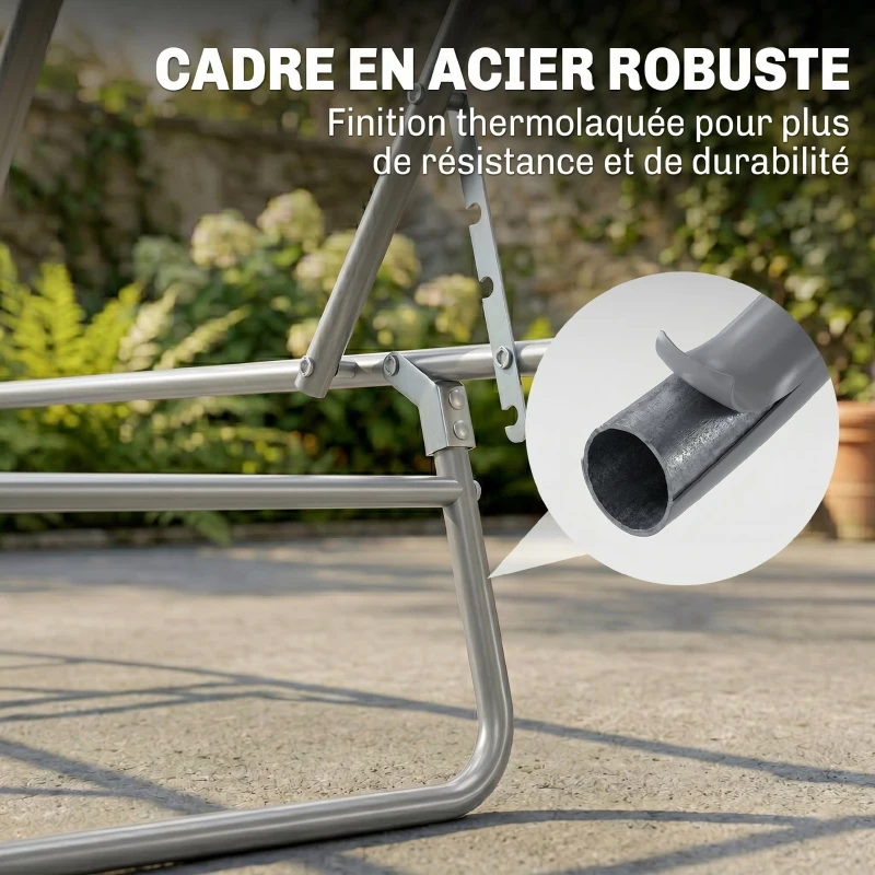 Outsunny Transat Bain de Soleil Pliable Chaise Longue Pliante Grand Confort Dossier Inclinable Multi-positions et Pare-Soleil réglable Dim. 187L x 58l x 36H cm Noir