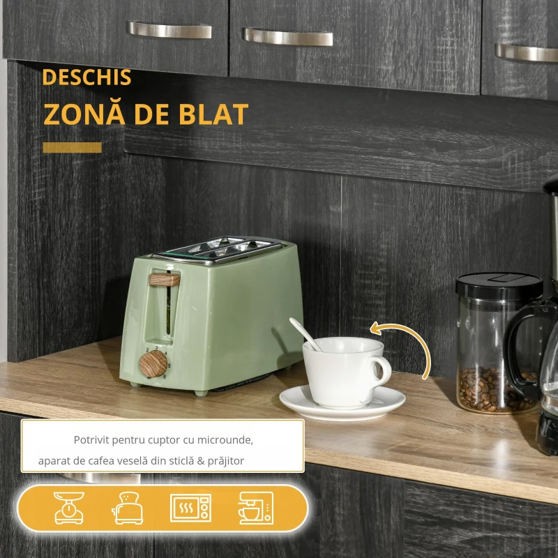 HOMCOM Bufet de Bucătărie cu Sertar și Blat, Uși și Rafturi Reglabile, 101x39x180 cm, Negru