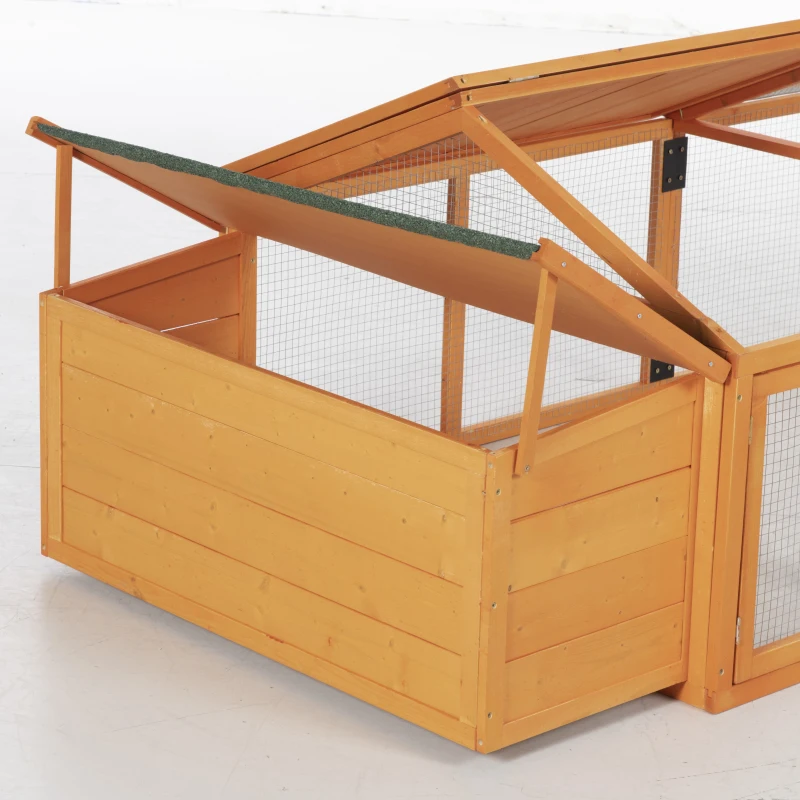 PawHut Wooden Chicken Coop with Nesting Box, Openable Roof, for 4-8 Chickens, Nature Wood