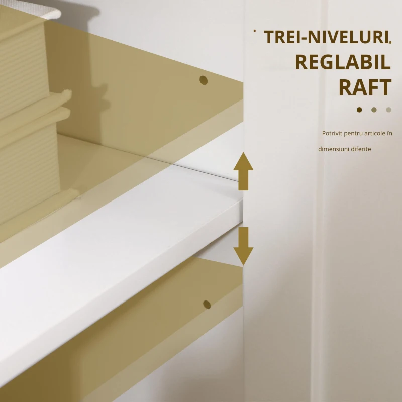 HOMCOM Dulap cu 2 Compartimente și 2 Rafturi Reglabile la 3 Înălțimi, 120x40x70 cm, Alb și Culoare Lemn