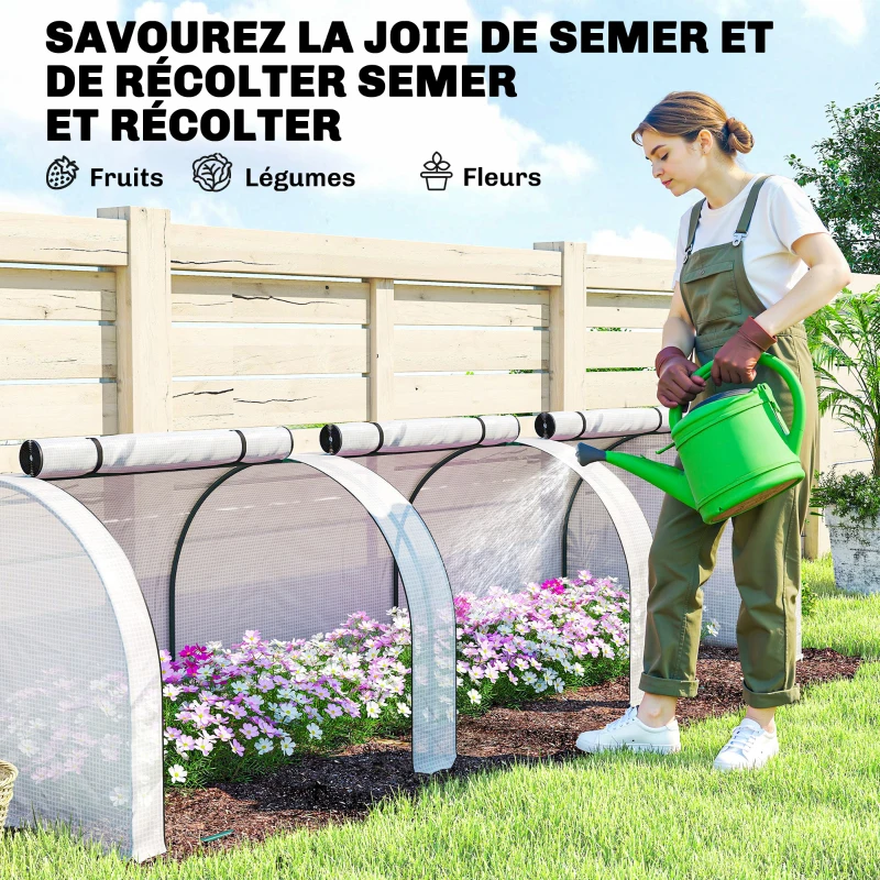Outsunny Mini Serre de Jardin Serre à tomates 3L x 1l x 0,8H m Acier PE Haute densité 140 g/m² Anti-UV 3 fenêtres Blanc