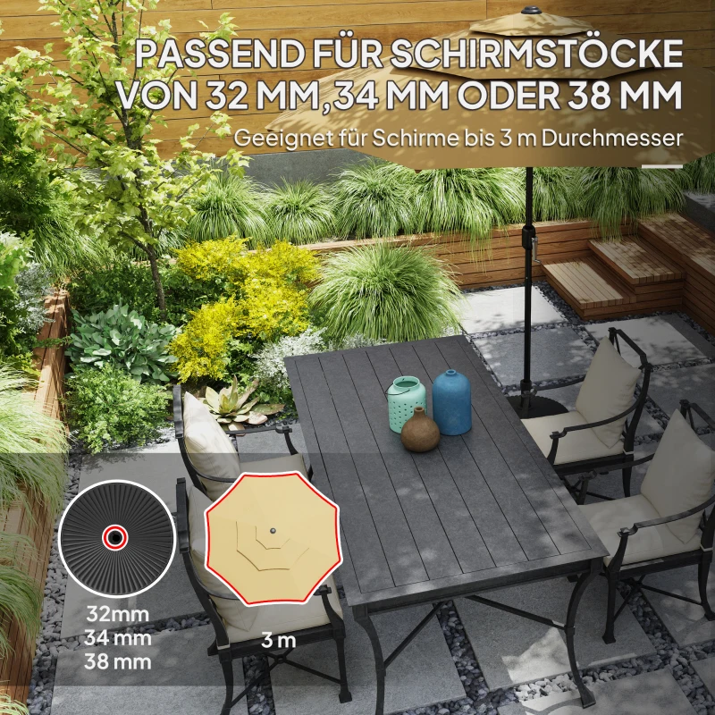 Outsunny Pied de parasol rond support parasol en HDPE remplissage eau sable pour terrasse piscine patio Ø 55 x 30 cm noir
