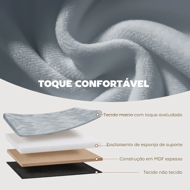 HOMCOM Puff de Arrumação 72 L 76x38x35 cm Estofado em Veludo Baú de Arrumação Suporta 120 kg Cinzento Escuro