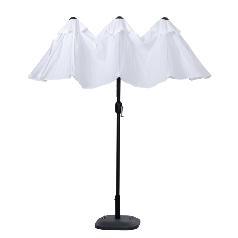 Outsunny Umbrela de soare de gradina basculabila dubla cu deschidere cu manivela, copertina cu orificii cu ventilatie si 12 nervuri, 295x152x222cm, alb