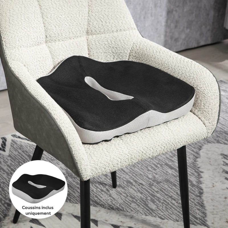 HOMCOM Coussin chaise bureau en mousse à mémoire - coussin coccyx ergonomique avec fond antidérapant et housse en maille