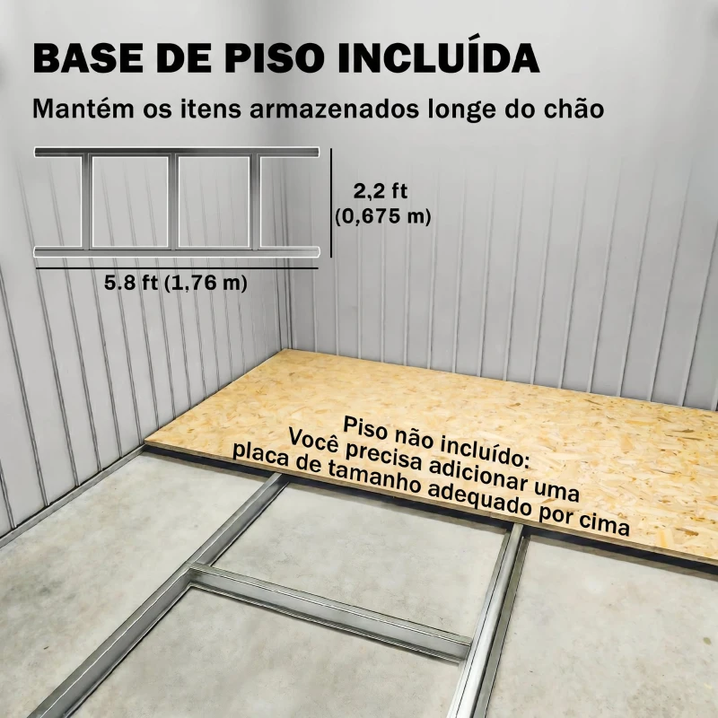 Outsunny Abrigo de Jardim 2 m² 195x122x181,5 cm Abrigo de Armazenamento Metálico com Porta de Correr e 2 Janelas Cinza Escuro