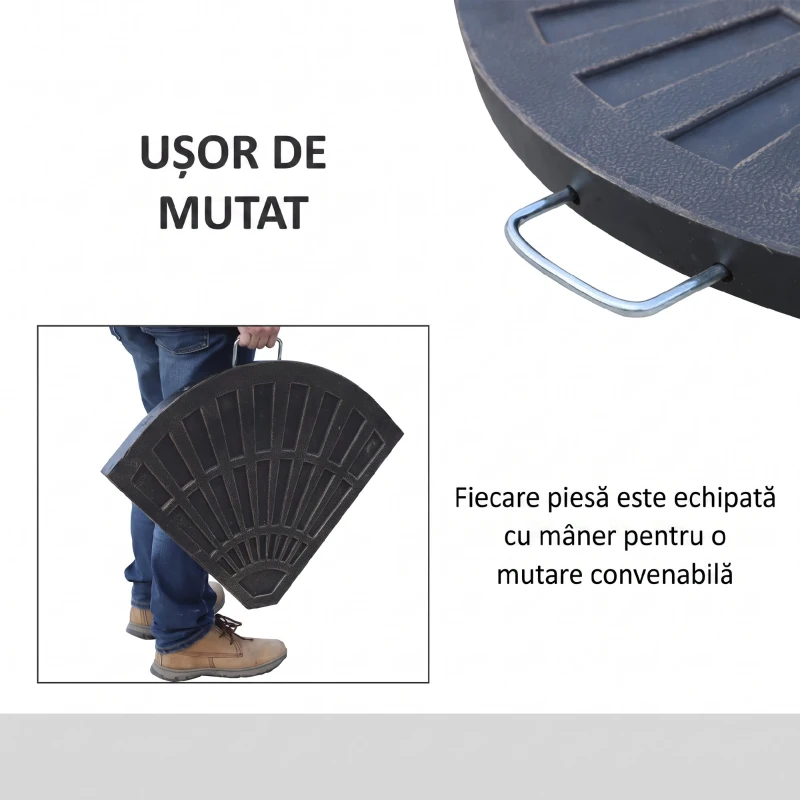 Outsunny Set de 2 Greutăți pentru Umbrelă cu Bază în Cruce, 28 kg, Design în Formă de Evantai, din Colofoniu, 66x47x4.2 cm, Bronz