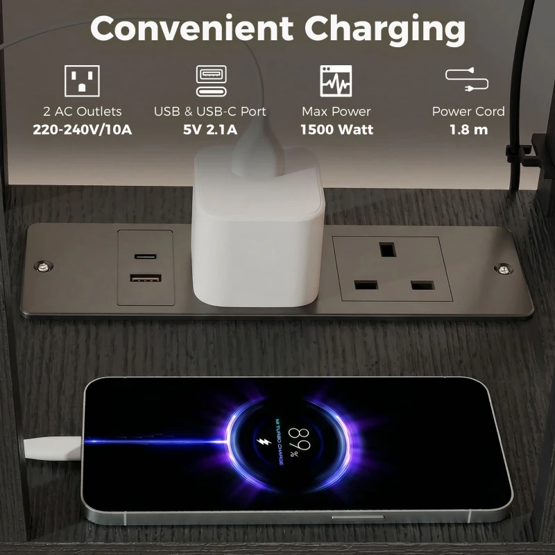 HOMCOM Floor Lamp with Shelves, 3 Layer Column Modern Standing Lamp for Living Room, Bedroom, Office, Black