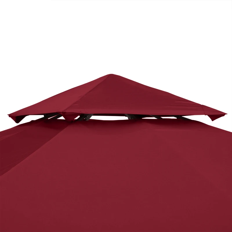 Outsunny Tetto di Ricambio per Gazebo 3x3 m a 2 Livelli e Anti UV in Poliestere con Presa d'Aria, Rosso