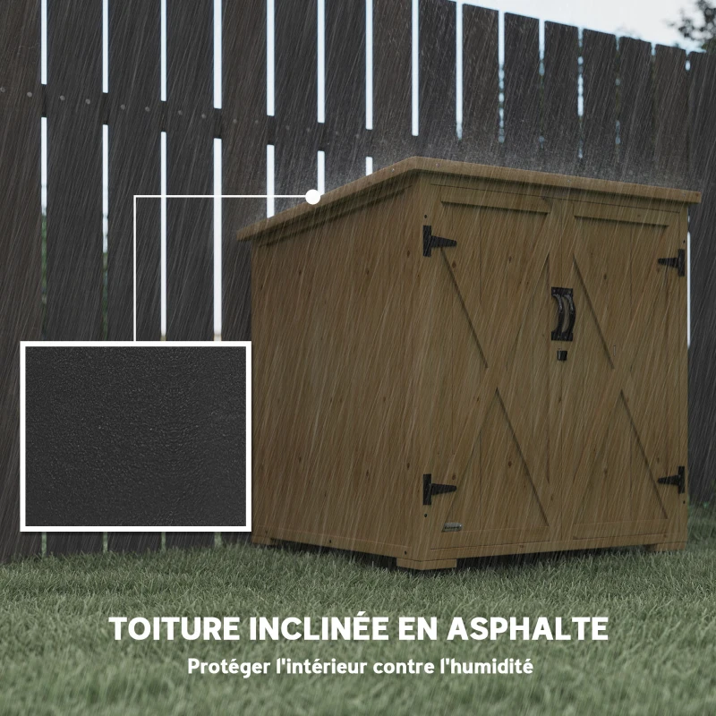 Outsunny Armoire de rangement en bois pour le jardin, Double Porte étagère réglable et Toit bitumé bois sapin