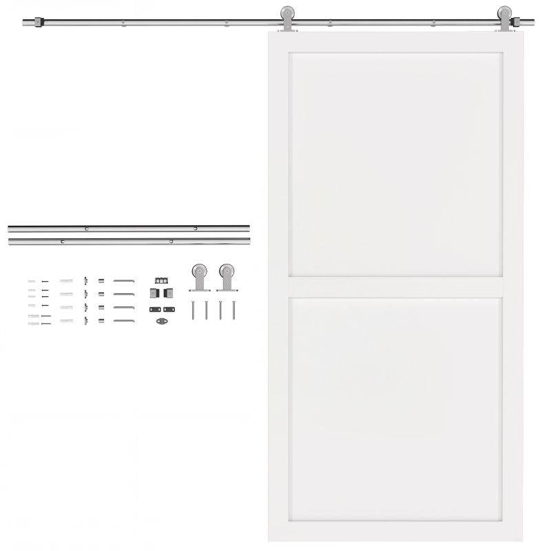 HOMCOM Sliding Door Hardware Kit Smooth Quiet 304 Stainless Steel for 200cm Track Sliver Tone