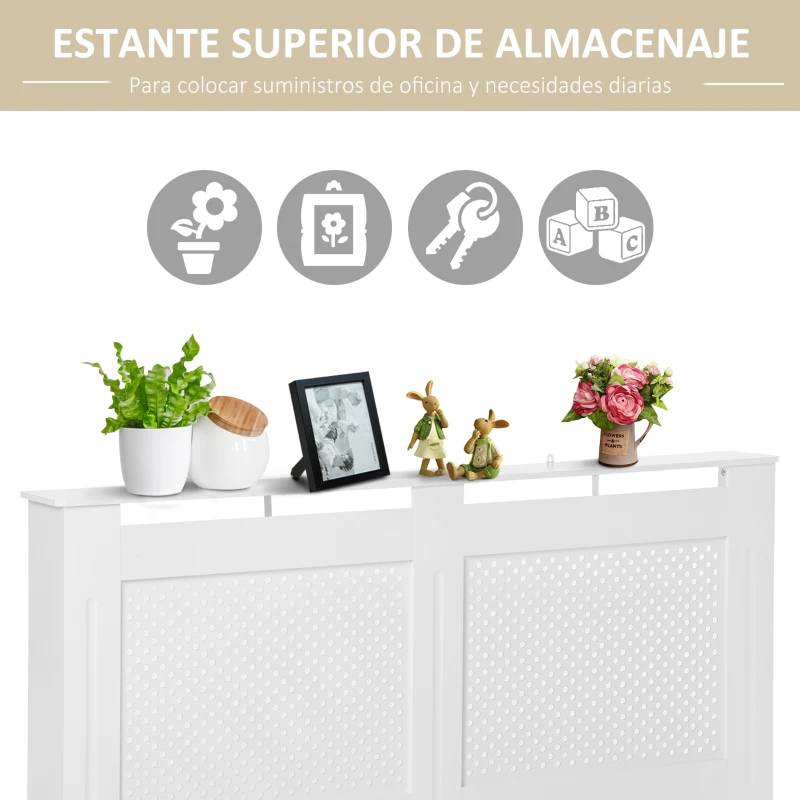 HOMCOM Cubreradiador de MDF Cubierta para Radiador con Listones para Salón Dormitorio Pasillo 151,5x19x82 cm Blanco