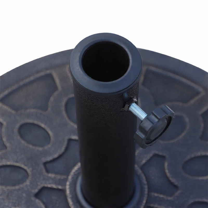 Outsunny Bază rotundă pentru umbrelă, pentru stâlpi de Ø38 și Ø48 mm, din rășină și oțel, Ø45 cm, bronz