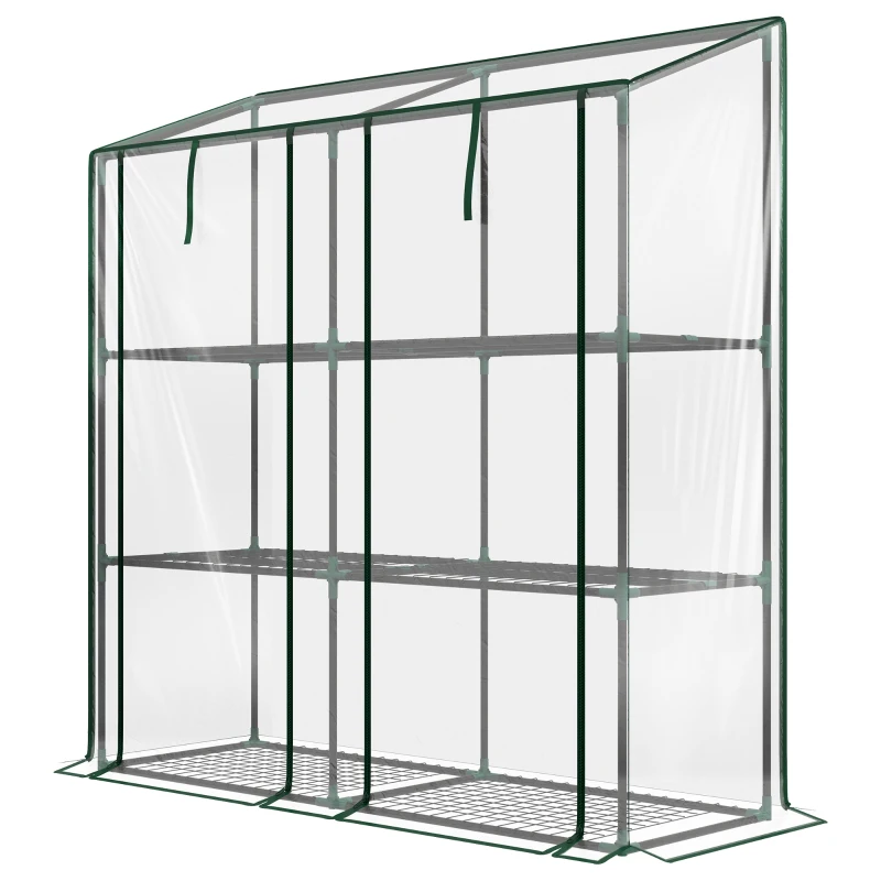 Outsunny Seră de Grădină cu Acoperire din PE, 6 Rafturi și 2 Uși Rulabile, 143x46x151cm, Transparentă