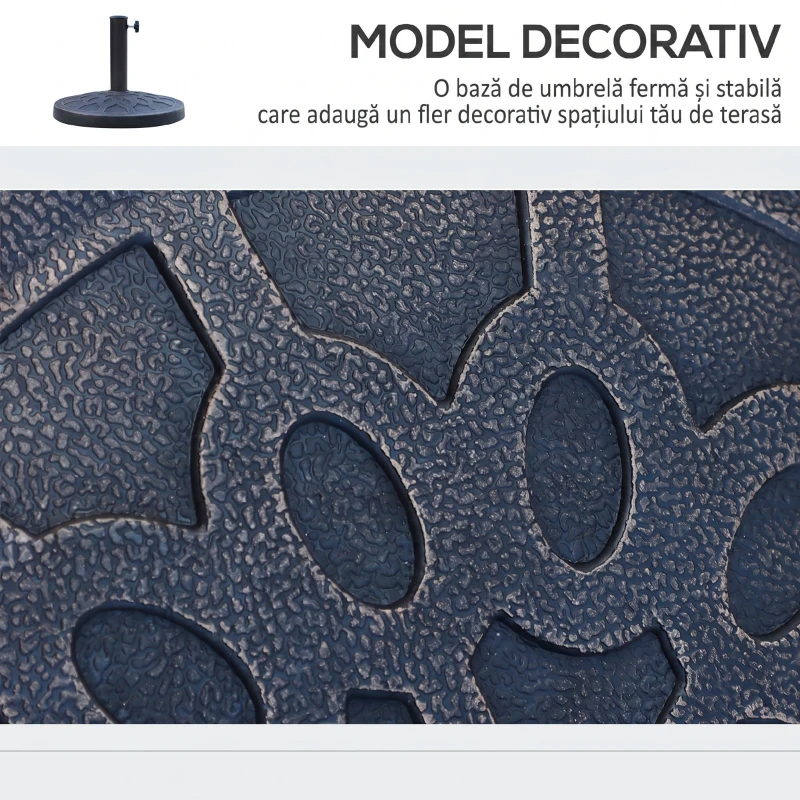 Outsunny Bază rotundă pentru umbrelă, pentru stâlpi de Ø38 și Ø48 mm, din rășină și oțel, Ø45 cm, bronz