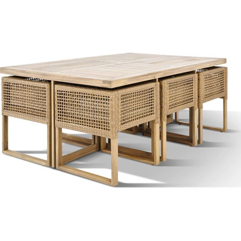 Ensemble repas de jardin CUBO - Table rectangulaire + 6 fauteuils - Structure en acier thermolaqué - 6 places - Bocarnea