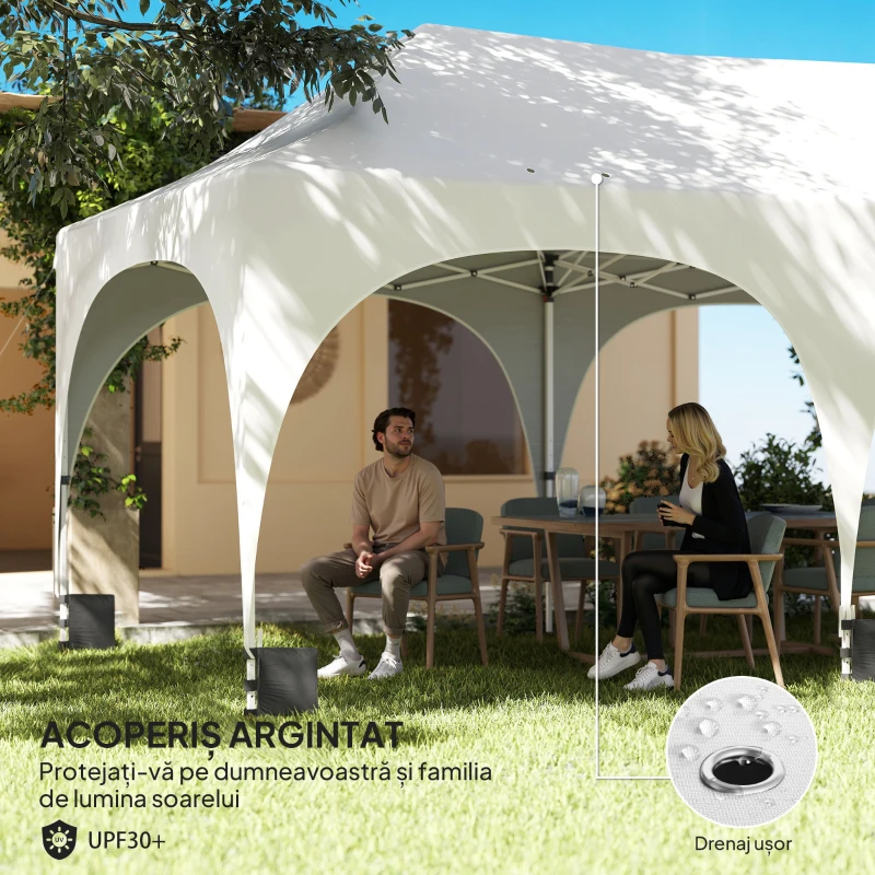 Outsunny Pavilion de Grădină Pliabil 3x6 m cu Pereți Detașabili și Geantă de Transport, Alb