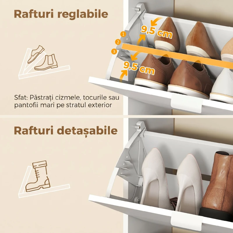 HOMCOM dulap pantofi rabatabil