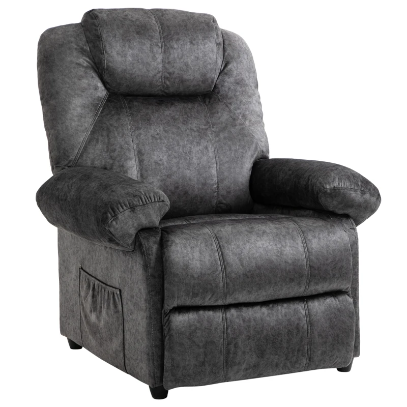 HOMCOM Sillón Relax Reclinable Manual Sillón Relax de Terciopelo con Reposabrazos Reposapiés Acolchado Grueso Negro