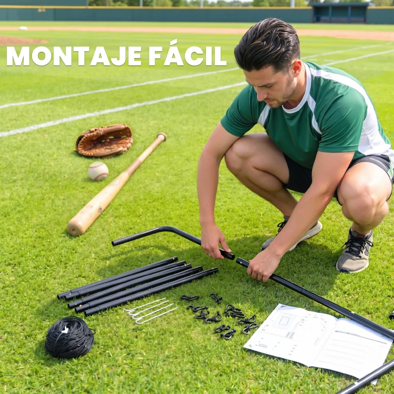 HOMCOM Rebotador de Pelota Béisbol Fútbol Red de Rebote Rebounder Objetivo Ajustable Acero y PE 90x80x140cm Negro