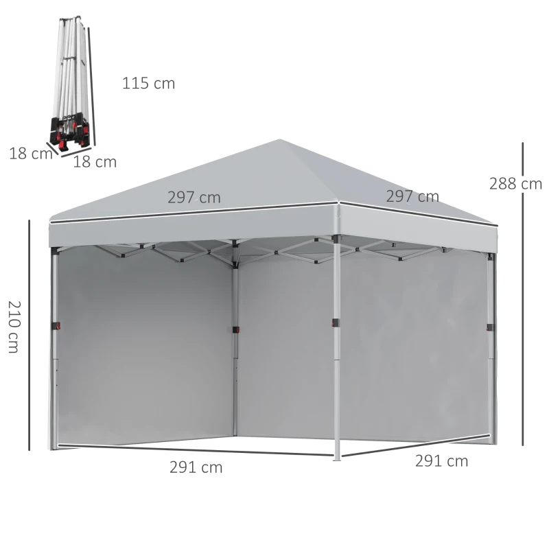 Outsunny Tonnelle barnum de jardin pop-up pliant réglable en hauteur protection UV 30+ 2 parois latérales sac de transport inclus
