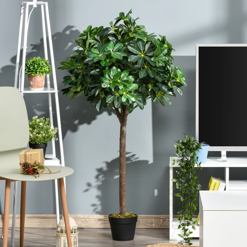 Outsunny Arbre Artificiel Plante Artificiel Alstonia scholaris Hauteur 1,2 m Tronc Branches Lichen 693 Feuilles Grand réalisme Pot Inclus