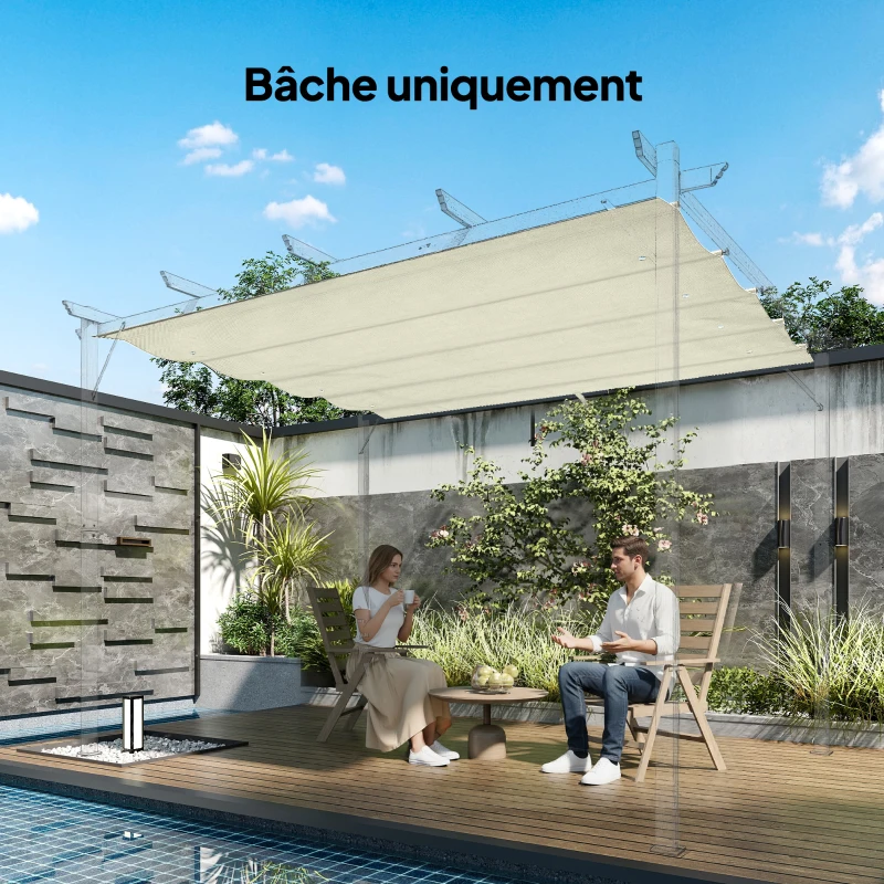 Outsunny Toile de toit de rechange pour pergola toile de remplacement protection solaire Anti-UV 30+ pour pergola de 3 x 2 m