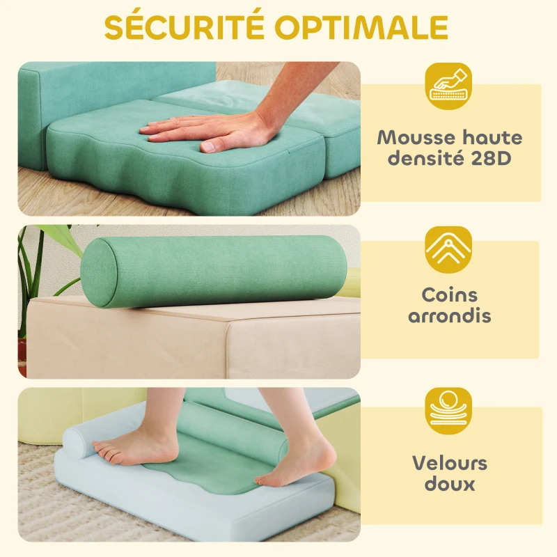 AIYAPLAY Parcours motricité bébé module motricité bébé avec piscine à balles housse lavable 160 x 137,5 x 30 cm multicolore