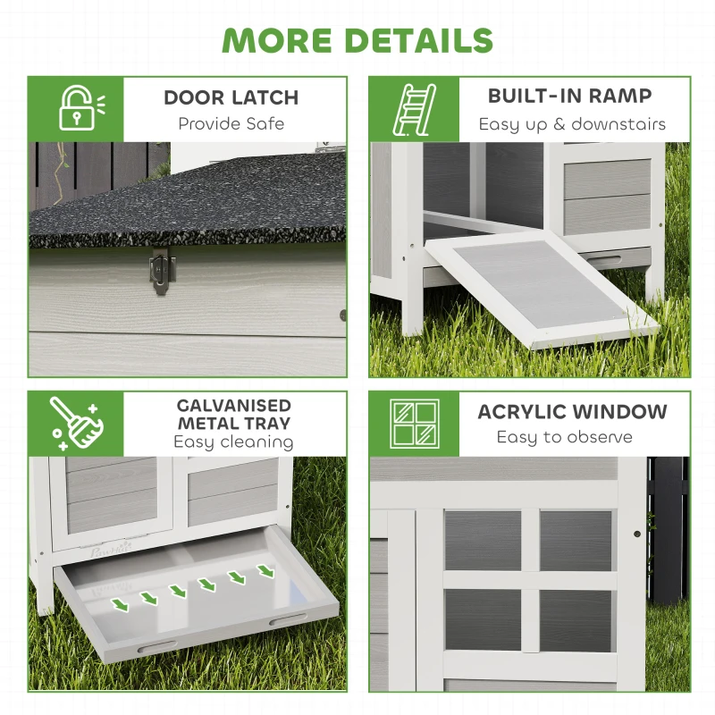 PawHut Wooden Chicken Coop with Pull-Out Tray Nesting Box for 1-2 Chickens