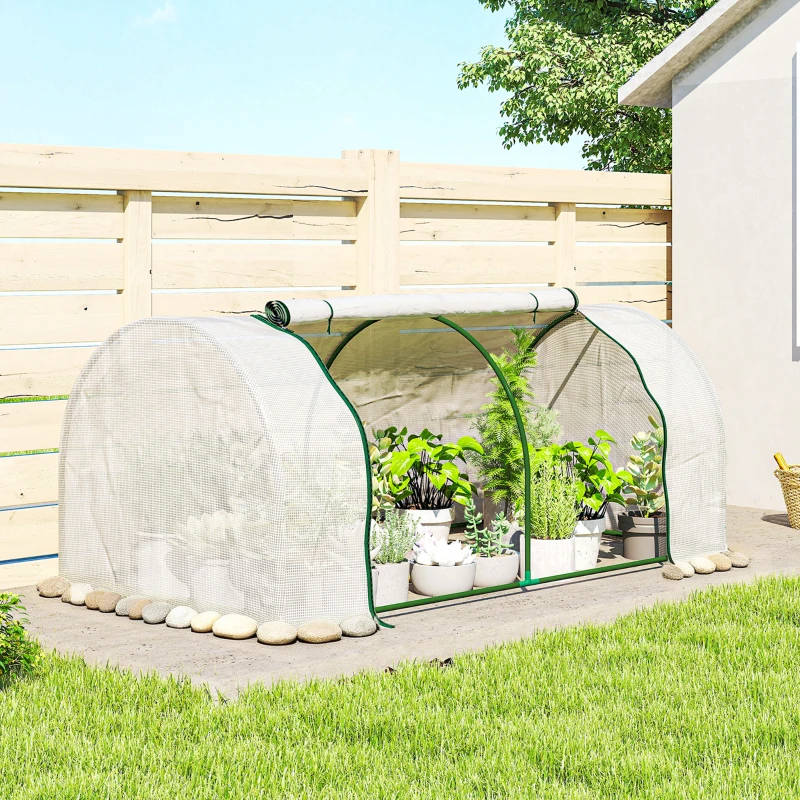 Outsunny Serre de jardin mini serre serre à tomates 2 x 1 x 0,8 m porte zippée bâche PE acier blanc