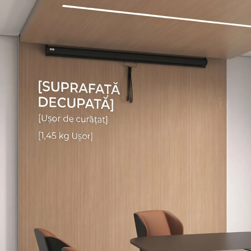 HOMCOM Ecran Proiecție 100" Reglabil cu Montare pe Tavan și Perete, Format 4:3, 203x152cm, Alb și Negru