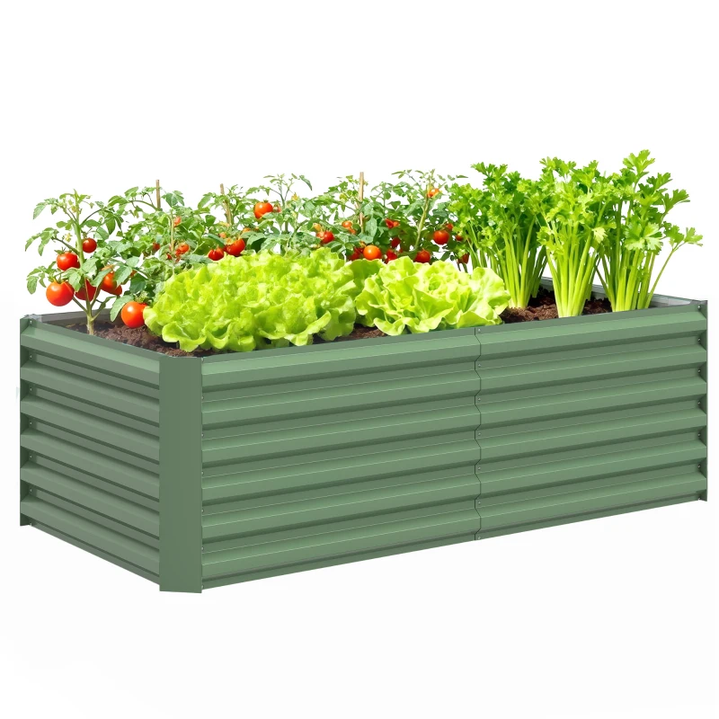 Outsunny Jardinière surélevée en acier galvanisé, lit de jardin avec fond ouvert, 180 x 90 x 57,5 cm, vert clair