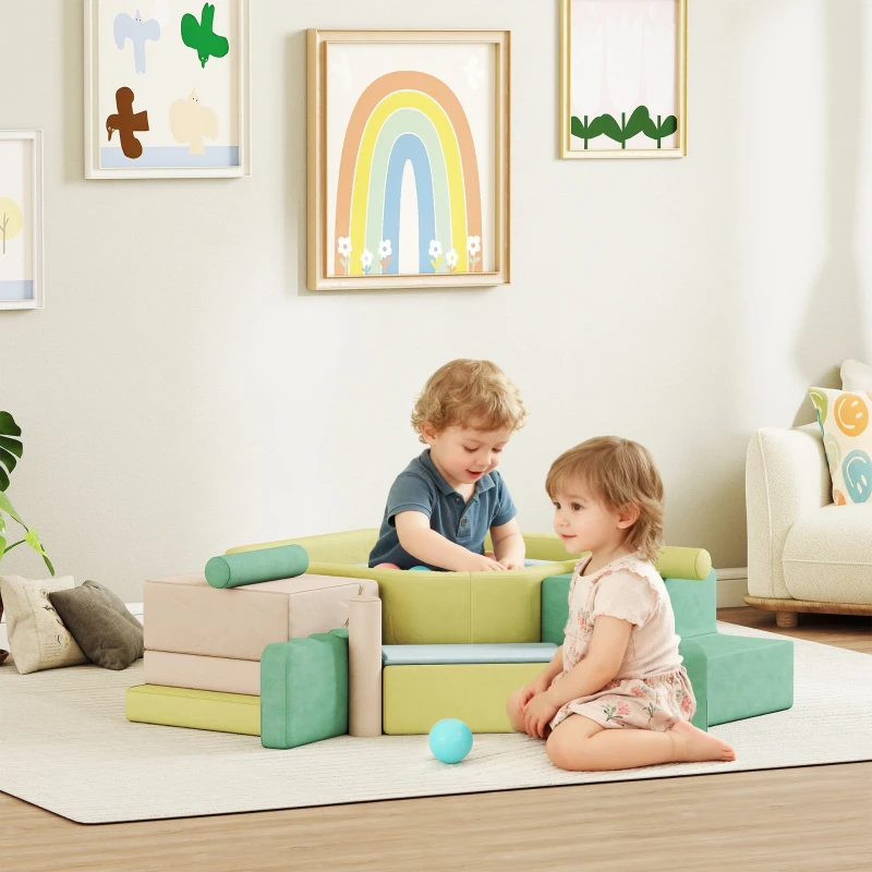 AIYAPLAY Parcours motricité bébé module motricité bébé avec piscine à balles housse lavable 160 x 137,5 x 30 cm multicolore