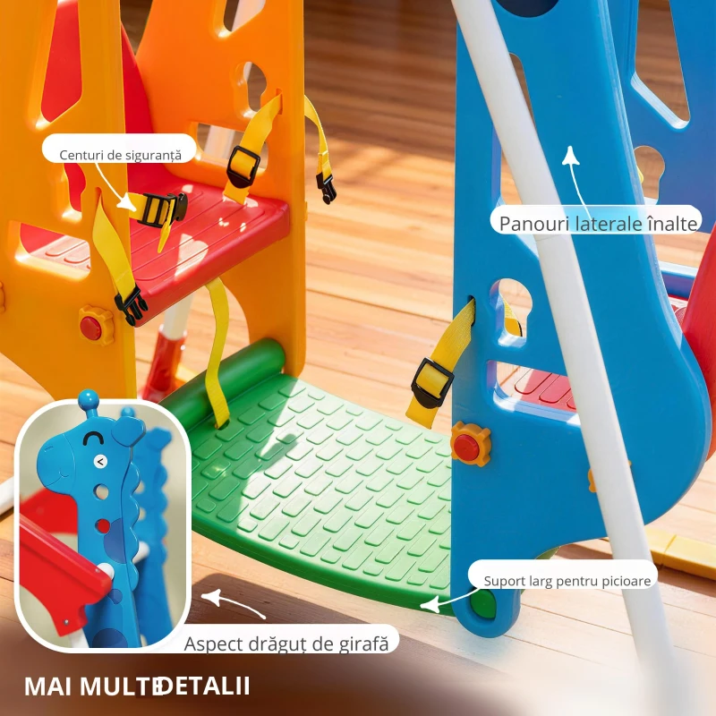 AIYAPLAY Leagăn pentru copii, Cadru-leagăn copii 3-5 ani cu Dublu Scaun Față în Față, 114x94x134,5cm, Multicolor