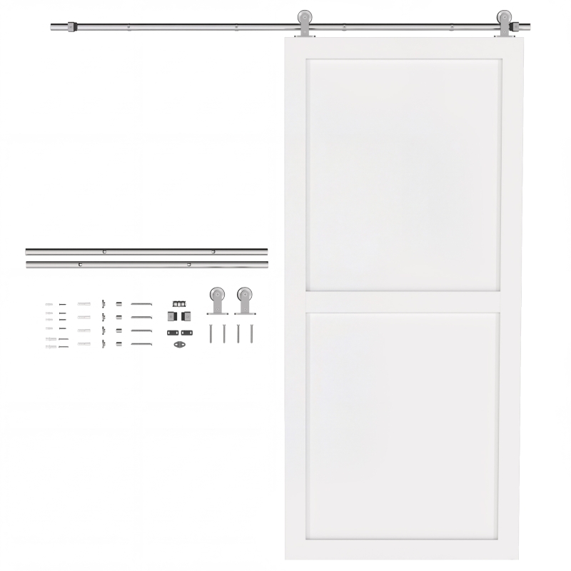HOMCOM Sliding Door Hardware Kit Smooth Quiet 304 Stainless Steel for 180cm Track Sliver Tone
