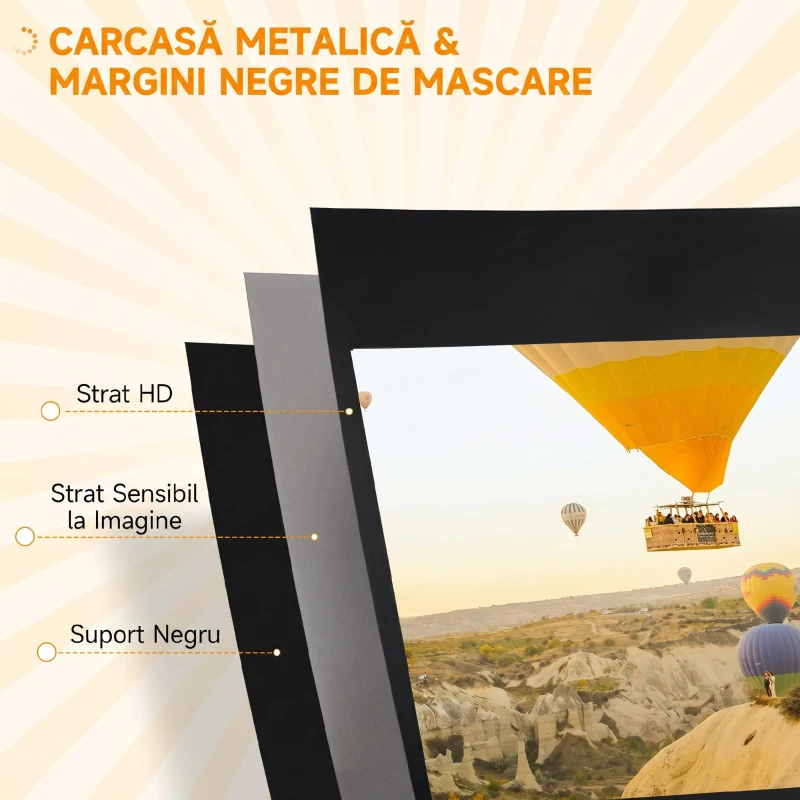 HOMCOM Ecran Proiector 84 Inch cu Trepied Reglabil, din Plastic și Metal, 200x8x118 cm, Alb