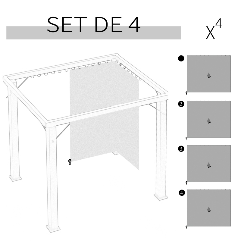 Outsunny 4 parois latérales pour pavillon de jardin tonnelle rigide 300 x 300 cm protéger de la pluie vent soleil gris clair