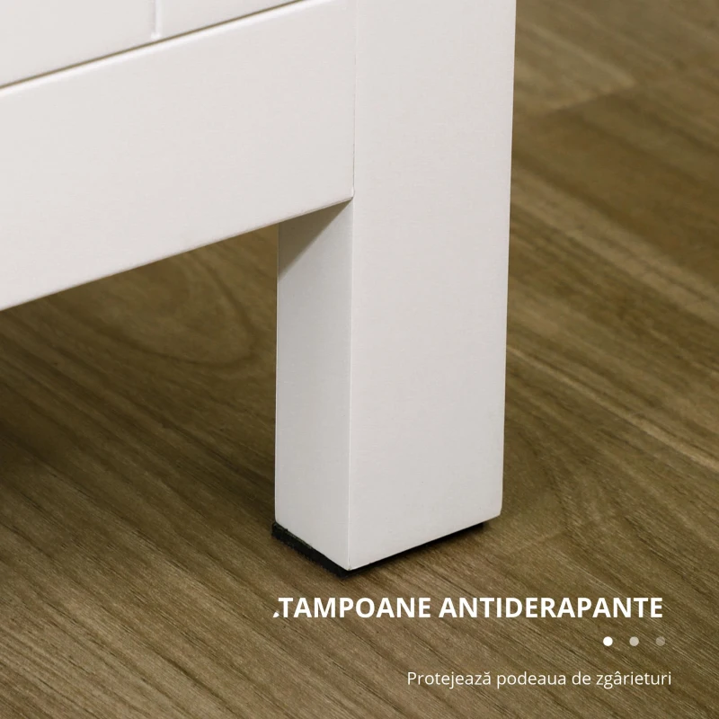 HOMCOM Dulap cu 2 Compartimente și 2 Rafturi Reglabile la 3 Înălțimi, 120x40x70 cm, Alb și Culoare Lemn