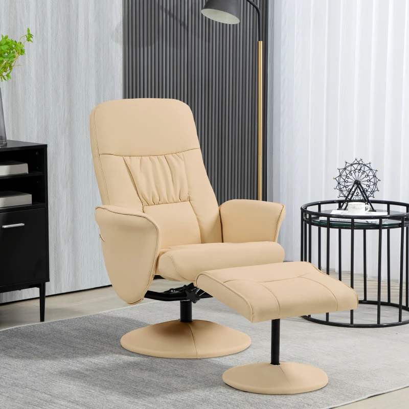HOMCOM Fauteuil relax avec repose-pied fauteuil de relaxation fauteuil relaxant avec siège pivotant 360° et dossier inclinable