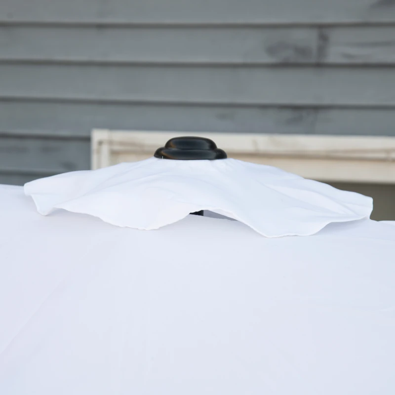 Outsunny Umbrela de soare de gradina basculabila dubla cu deschidere cu manivela, copertina cu orificii cu ventilatie si 12 nervuri, 295x152x222cm, alb