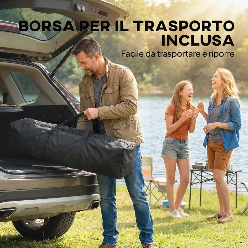 Outsunny Gazebo Pop Up Pieghevole 3.5x3.5 m con Doppio Tetto e Borsa, in Metallo e Tessuto Oxford, Grigio Scuro