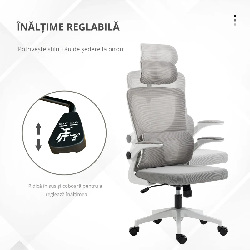 Vinsetto Scaun Birou Ergonomic – Cu Tetiera Reglabila & Suport Lombar